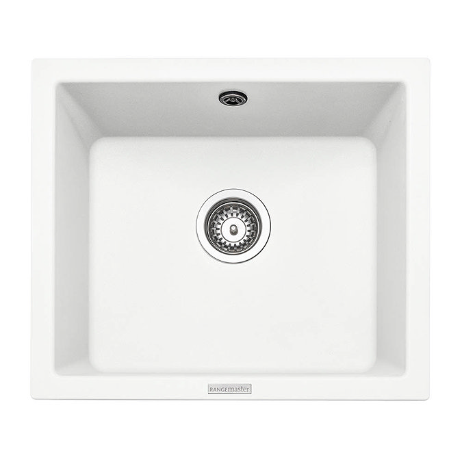 Rangemaster Paragon Undermount Crystal White 1.0 Bowl Igneous Granite Kitchen Sink Profile Large Im