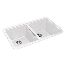 Rangemaster Paragon Undermount Crystal White 2.0 Bowl Igneous Granite Kitchen Sink Medium Image