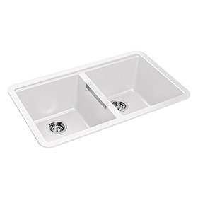 Rangemaster Paragon Undermount Crystal White 2.0 Bowl Igneous Granite Kitchen Sink Large Image