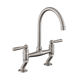 Rangemaster Traditional Belfast Bridge Kitchen Mixer Tap - Brushed Finish