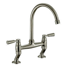 Rangemaster Traditional Belfast Bridge Kitchen Mixer Tap - Brushed Finish Large Image