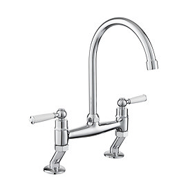 Rangemaster Traditional Belfast Bridge Kitchen Mixer Tap - Chrome/White