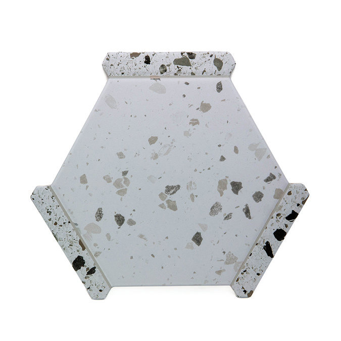 Ravenna Hexagon White Terrazzo Effect Tiles - 220 x 250mm