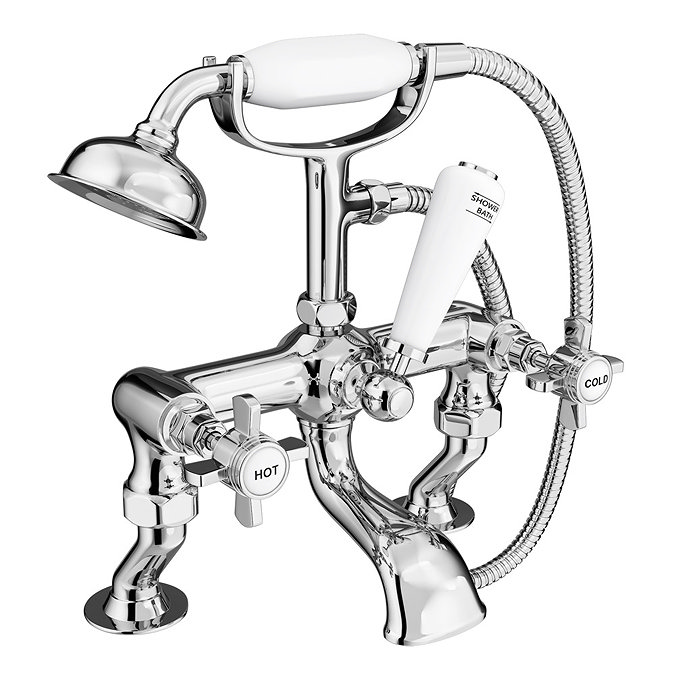 Regent Traditional 3/4" Cranked Bath Shower Mixer - Chrome Large Image