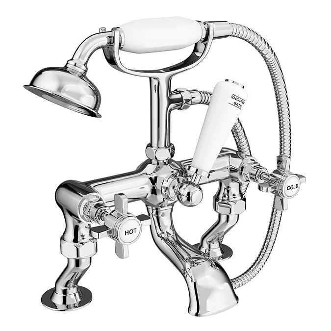 Regent Traditional 3/4" Freestanding Cranked Bath Shower Mixer - Chrome  Profile Large Image