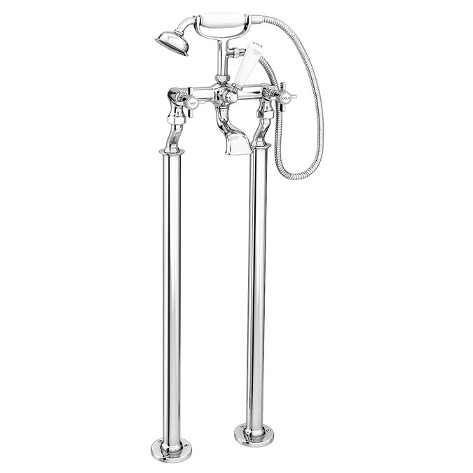 Regent Traditional 3/4" Freestanding Cranked Bath Shower Mixer - Chrome Large Image