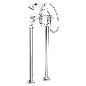 Regent Traditional 3/4" Freestanding Cranked Bath Shower Mixer - Chrome Large Image