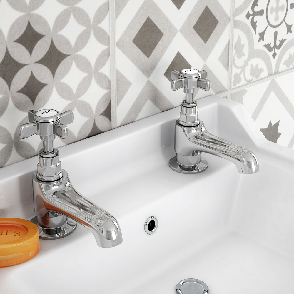 Regent Traditional Basin and Bath Taps - Chrome at Victorian Plumbing UK