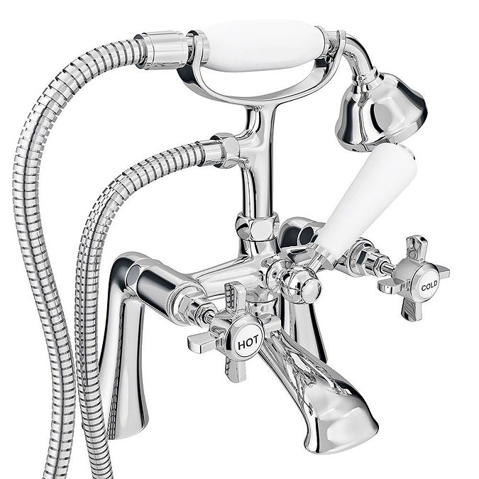Regent Traditional Bath Shower Mixer Tap with Adjustable Shrouds for Roll Top Baths  Profile Large I