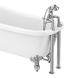Regent Traditional Bath Shower Mixer Tap with Adjustable Shrouds for Roll Top Baths Medium Image