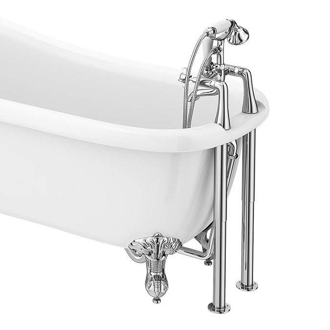 Regent Traditional Bath Shower Mixer Tap with Adjustable Shrouds for Roll Top Baths Large Image