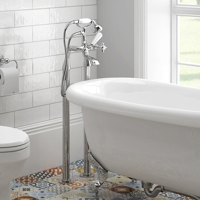 Regent Traditional Freestanding Bath Shower Mixer - Chrome  Feature Large Image