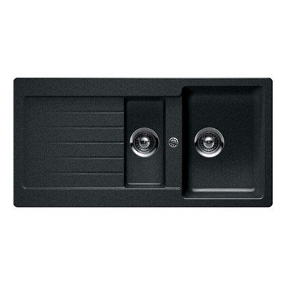 Reginox Adriatico 1.5 Composite Granite Kitchen Sink - Onyx Black - RGA15 Profile Large Image