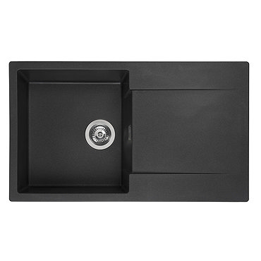 Reginox Amsterdam 10 1.0 Bowl Granite Kitchen Sink - Black Silvery  Profile Large Image