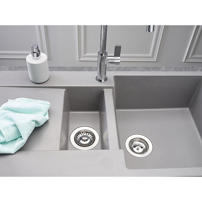 Reginox Amsterdam 15 1.5 Bowl Granite Kitchen Sink - Grey Silvery  Profile Large Image