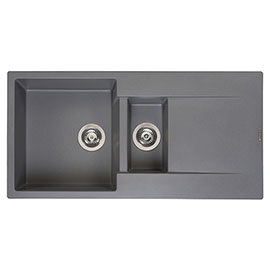 Reginox Amsterdam 15 1.5 Bowl Granite Kitchen Sink - Grey Silvery Medium Image