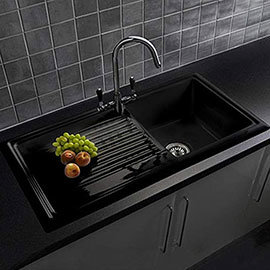 Reginox Traditional Black Ceramic 1.0 Bowl Kitchen Sink Medium Image