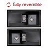 Reginox Traditional Black Ceramic 1.5 Bowl Kitchen Sink  Profile Large Image
