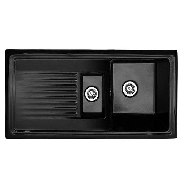 Reginox Black Ceramic 1.5 Bowl Kitchen Sink RL401CB at Victorian Plumbing UK
