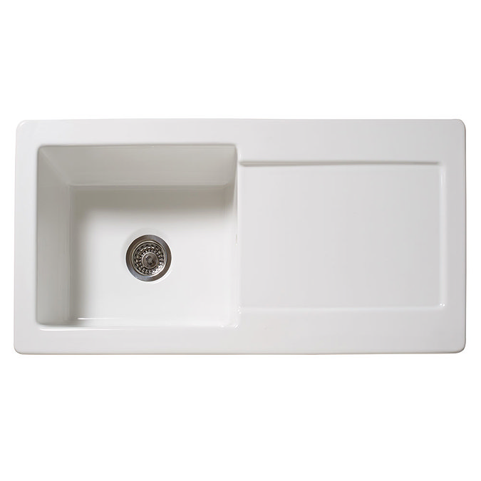 Reginox Contemporary White Ceramic 1.0 Bowl Kitchen Sink RL504CW + Tap  Standard Large Image