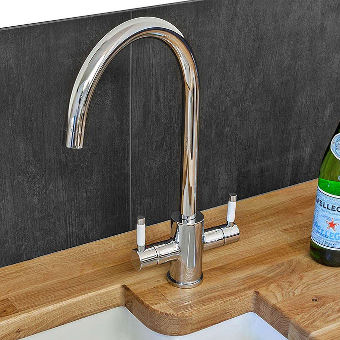 Reginox Contemporary White Ceramic 1.0 Bowl Kitchen Sink RL504CW + Tap In Bathroom Large Image