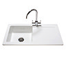 Reginox Contemporary White Ceramic 1.0 Bowl Kitchen Sink RL504CW with Tap Large Image