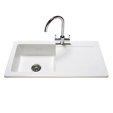 Reginox Contemporary White Ceramic 1.0 Bowl Kitchen Sink RL504CW + Tap  Profile Large Image
