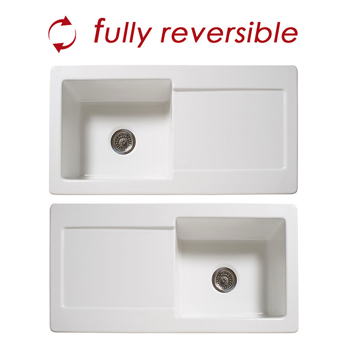 Reginox Contemporary White Ceramic 1.0 Bowl Kitchen Sink - RL504CW Profile Large Image