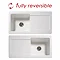 Reginox Contemporary White Ceramic 1.0 Bowl Kitchen Sink - RL504CW Profile Large Image