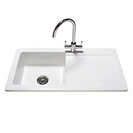 Reginox Contemporary White Ceramic 1.0 Bowl Kitchen Sink - RL504CW Medium Image