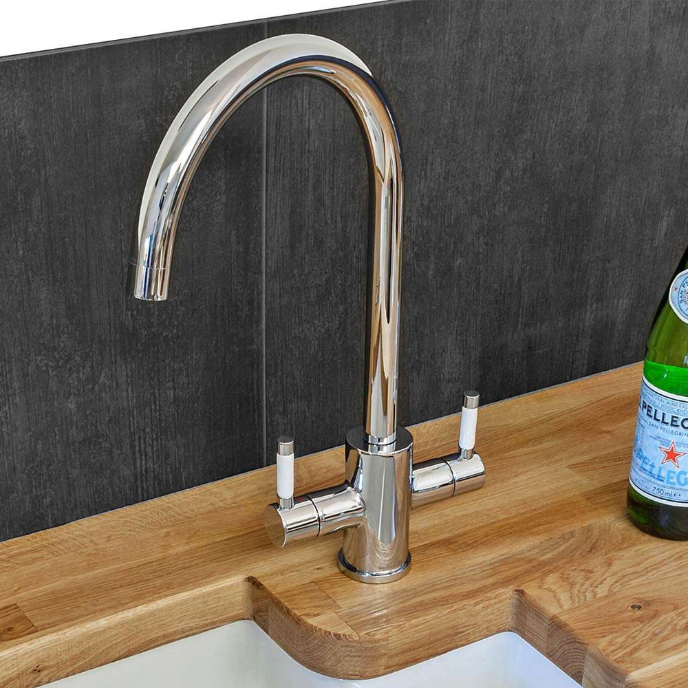 Reginox Contemporary White Ceramic 1.5 Bowl Kitchen Sink RL501CW + Tap Standard Large Image