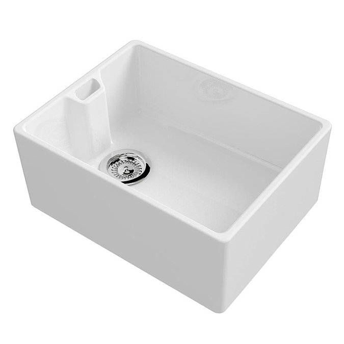 Reginox Contemporary White Ceramic Belfast Kitchen Sink + Waste Large Image