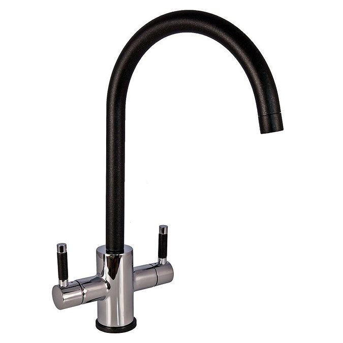 Reginox Genesis Modern Kitchen Sink Mixer - Chrome & Black Large Image