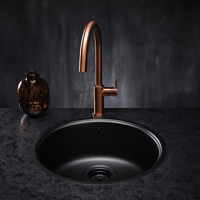 Reginox L18390OKGJB 1.0 Bowl Jet Black Round Kitchen Sink