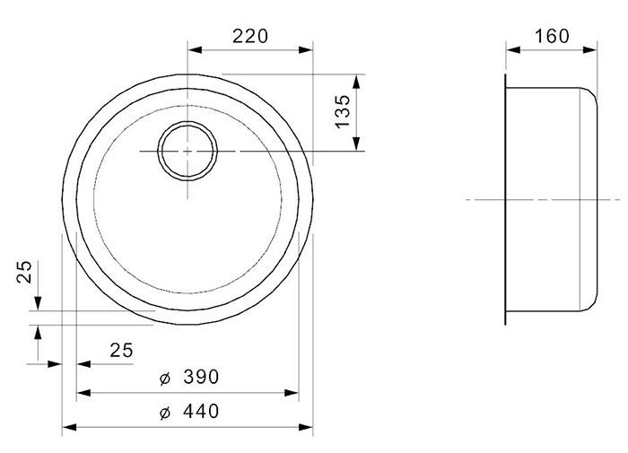 Reginox L18390OKGJB 1.0 Bowl Jet Black Round Kitchen Sink