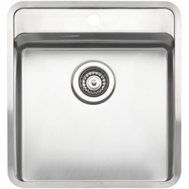 Reginox Ohio 40x40 1.0 Bowl Stainless Steel Kitchen Sink with Tap Ledge Large Image