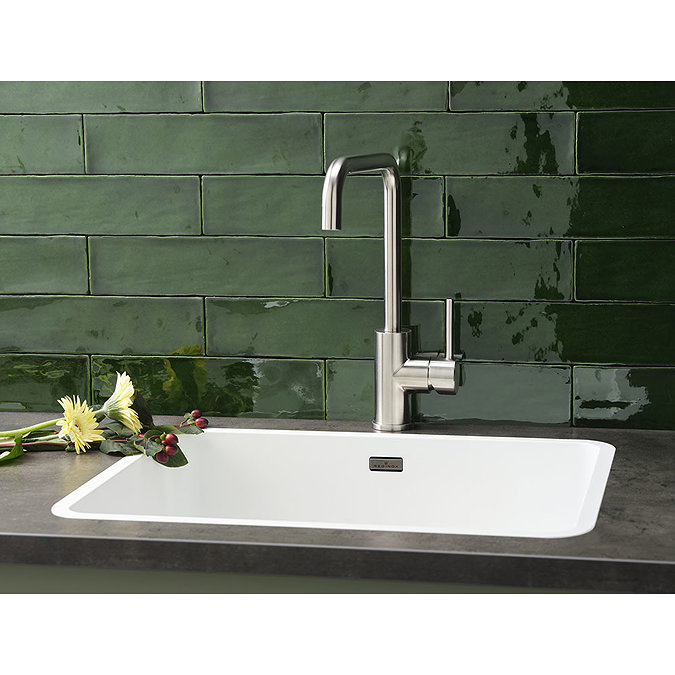 Reginox Ohio 50x40 1.0 Bowl Stainless Steel Kitchen Sink - White  Profile Large Image