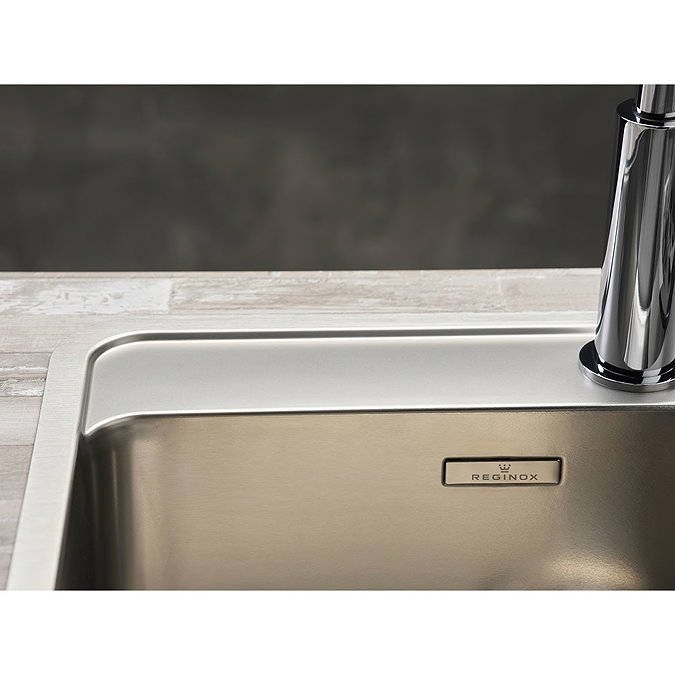 Reginox Ohio 50x40 1.0 Bowl Stainless Steel Kitchen Sink with Tap Ledge Feature Large Image