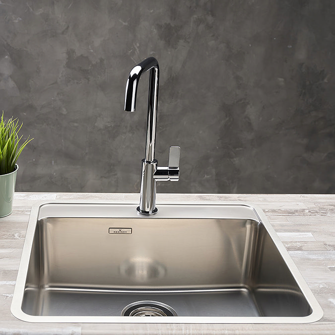 Reginox Ohio 50x40 1.0 Bowl Stainless Steel Kitchen Sink with Tap Ledge Large Image