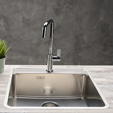 Reginox Ohio 50x40 1.0 Bowl Stainless Steel Kitchen Sink with Tap Ledge  Profile Large Image