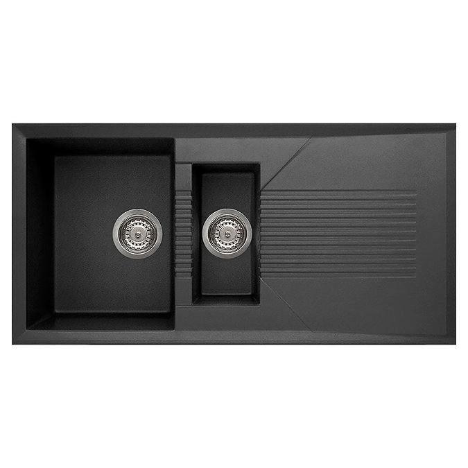 Reginox Tekno 475 1.5 Bowl Granite Kitchen Sink - Black Large Image
