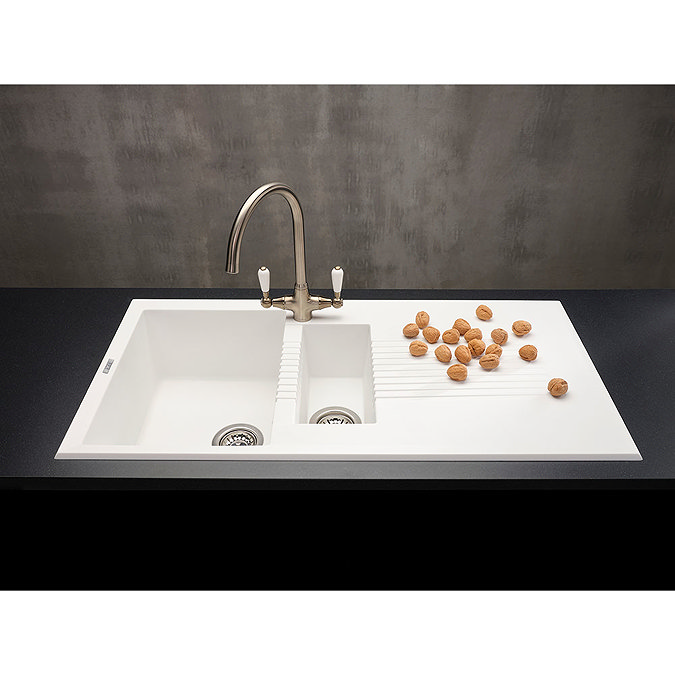 Reginox Tekno 475 1.5 Bowl Granite Kitchen Sink - White  Profile Large Image