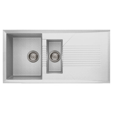 Reginox Tekno 475 1.5 Bowl Granite Kitchen Sink - White  Profile Large Image