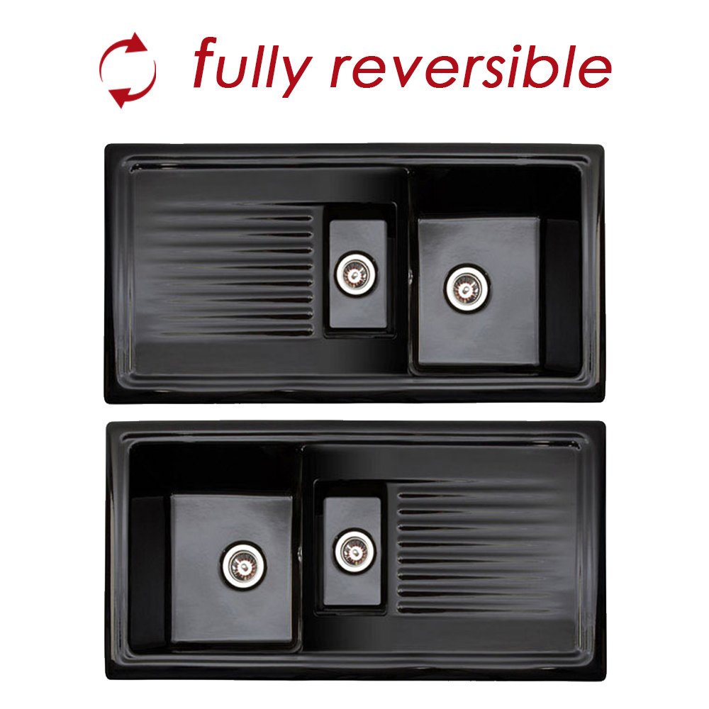 Reginox Traditional Black Ceramic 1.5 Kitchen Sink + Brooklyn Mixer Tap Feature Large Image