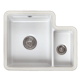 Reginox Tuscany 1.5 Bowl White Ceramic Undermount Kitchen Sink + Waste