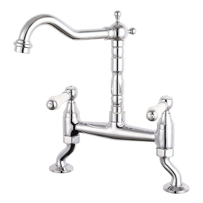 Reginox Utica Cranked Bridge Kitchen Sink Mixer Tap - Chrome