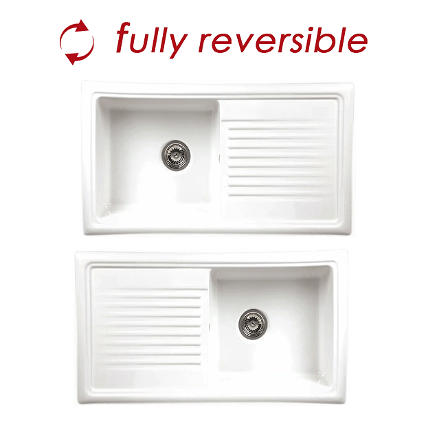 Reginox White Ceramic 1.0 Bowl Kitchen Sink - RL304CW  Profile Large Image