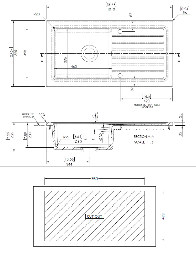 Reginox White Ceramic 1.0 Bowl Kitchen Sink