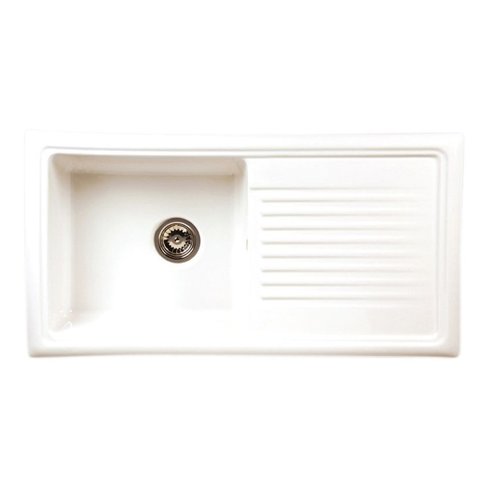 Reginox White Ceramic 1.0 Bowl Kitchen Sink + Mixer Tap  Standard Large Image