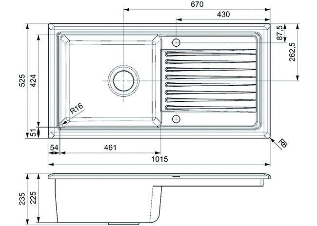 reginox white ceramic 1.0 bowl kitchen sink